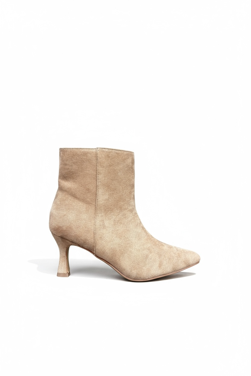 Khaki ankle boots with a thin heel
