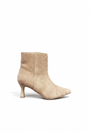 Khaki ankle boots with a thin heel