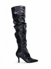 Black high boots with a thin heel