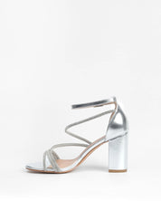 Silver block heel sandals
