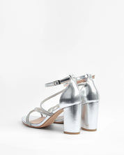 Silver block heel sandals