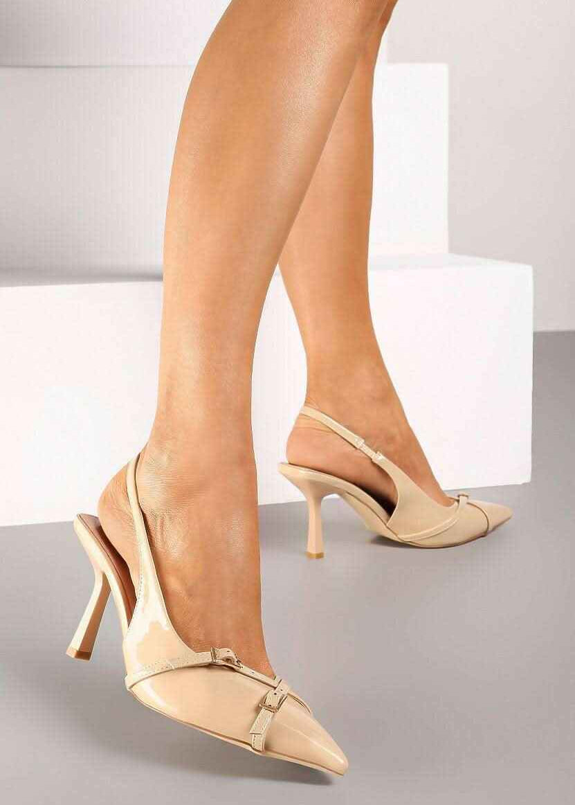 Bež štikle na tanku petu