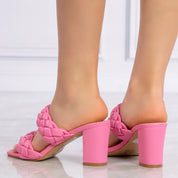 Fuchsia block heel sandals