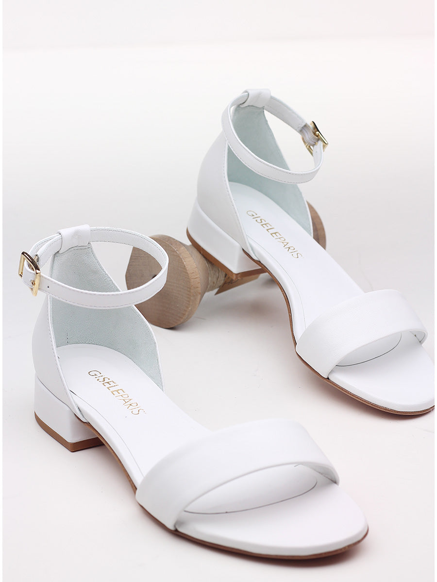 White block heel sandals