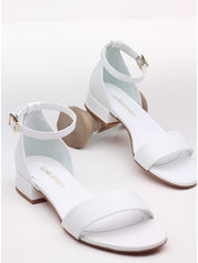 White block heel sandals