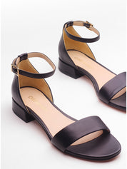Black block heel sandals