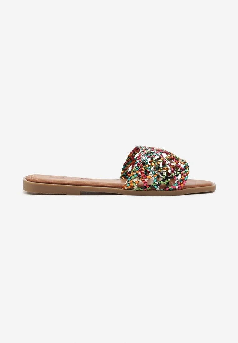 Silver flat slippers