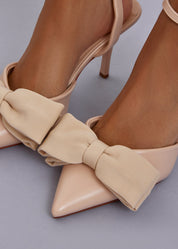 Beige heels on a thin heel