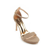 Gold sandals on a thin heel