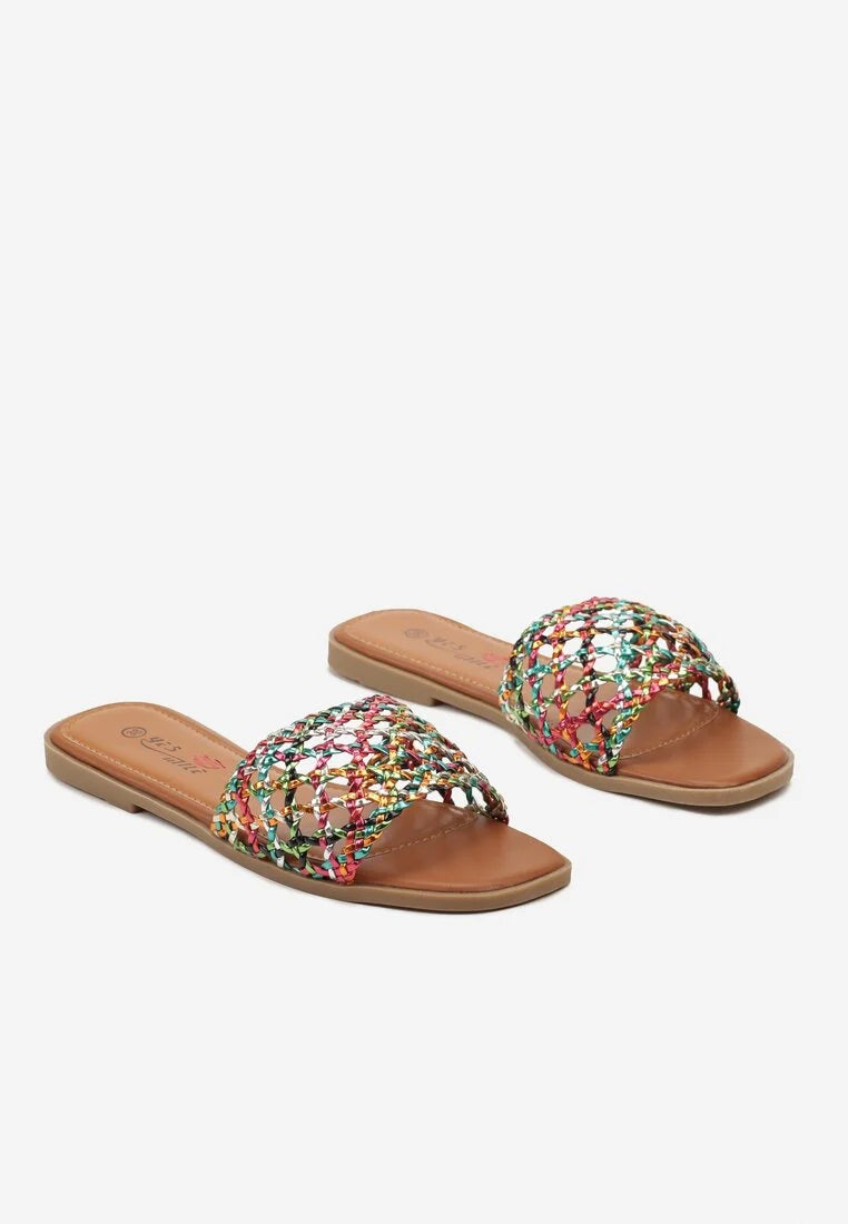 Silver flat slippers