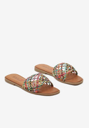 Silver flat slippers