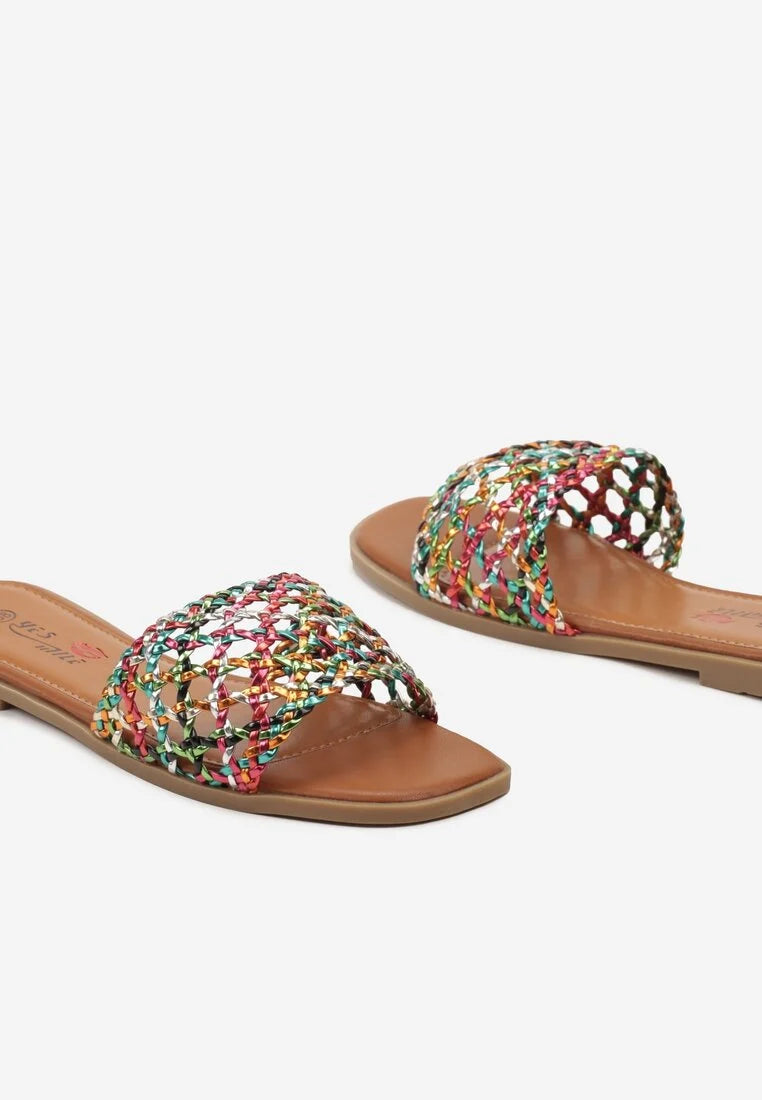 Silver flat slippers