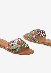 Silver flat slippers