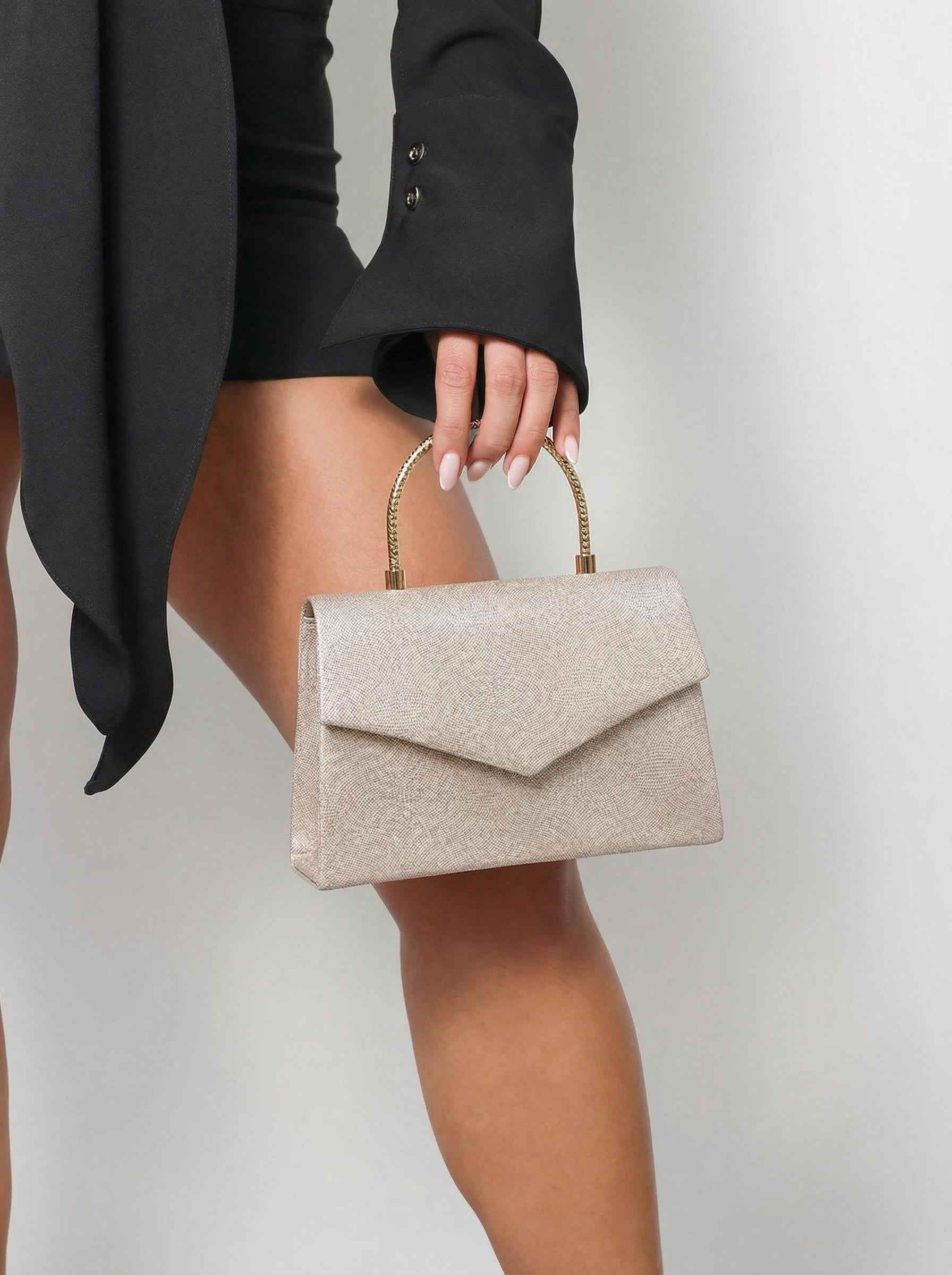 Champagne šljokičasta večernja torbica