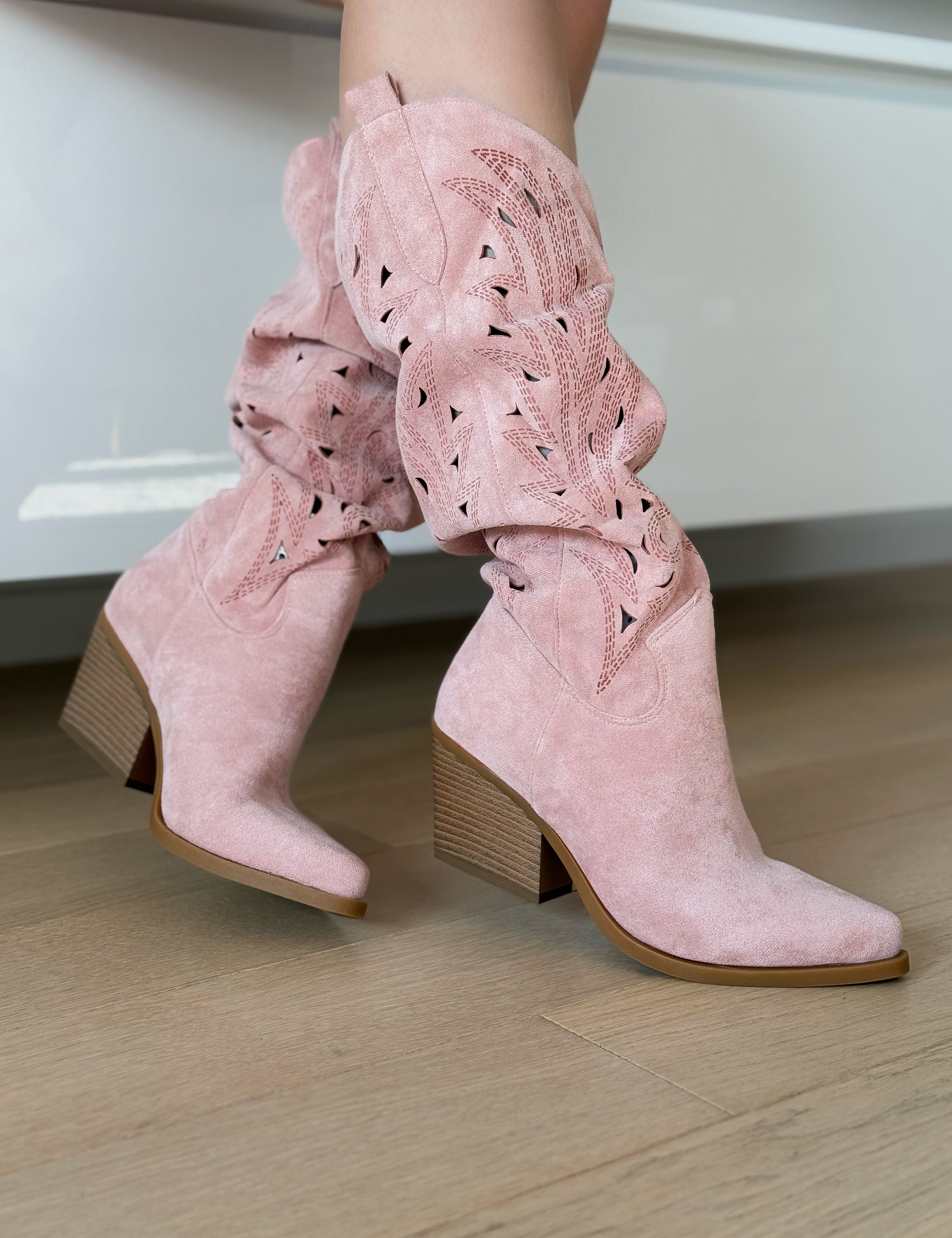 Pink čizme na blok petu - Cipelice