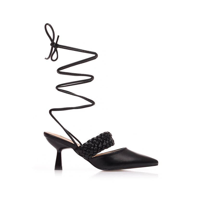 Black heels on a thin heel