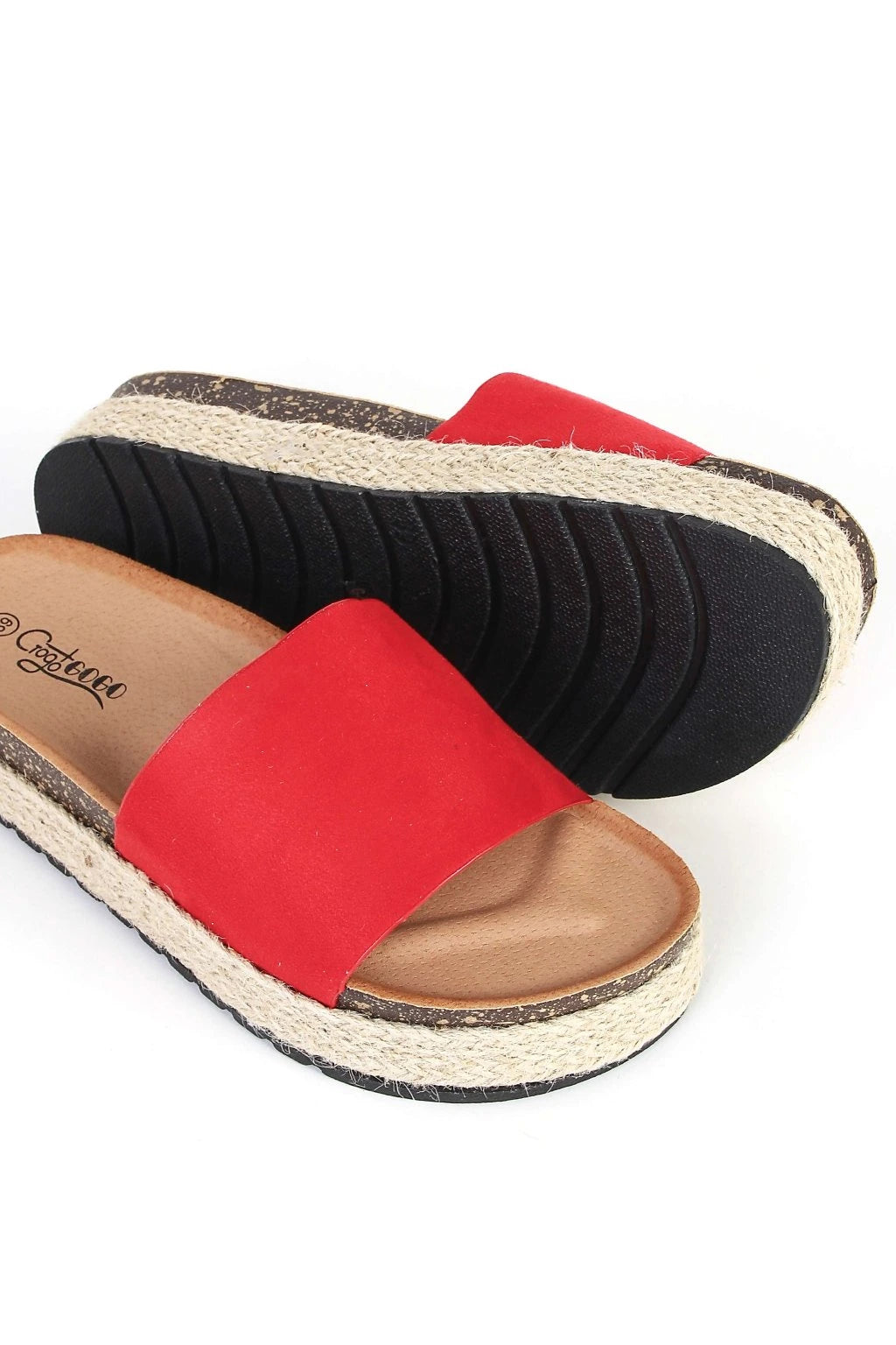 Red platform loafers