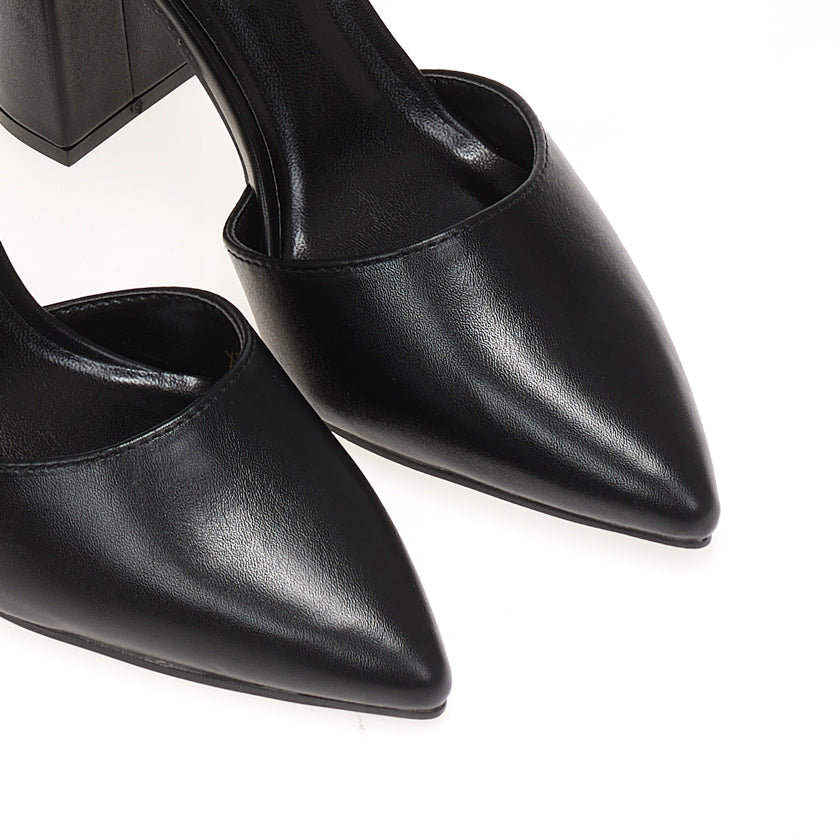 Black block heel sandals