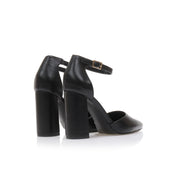 Black block heel sandals