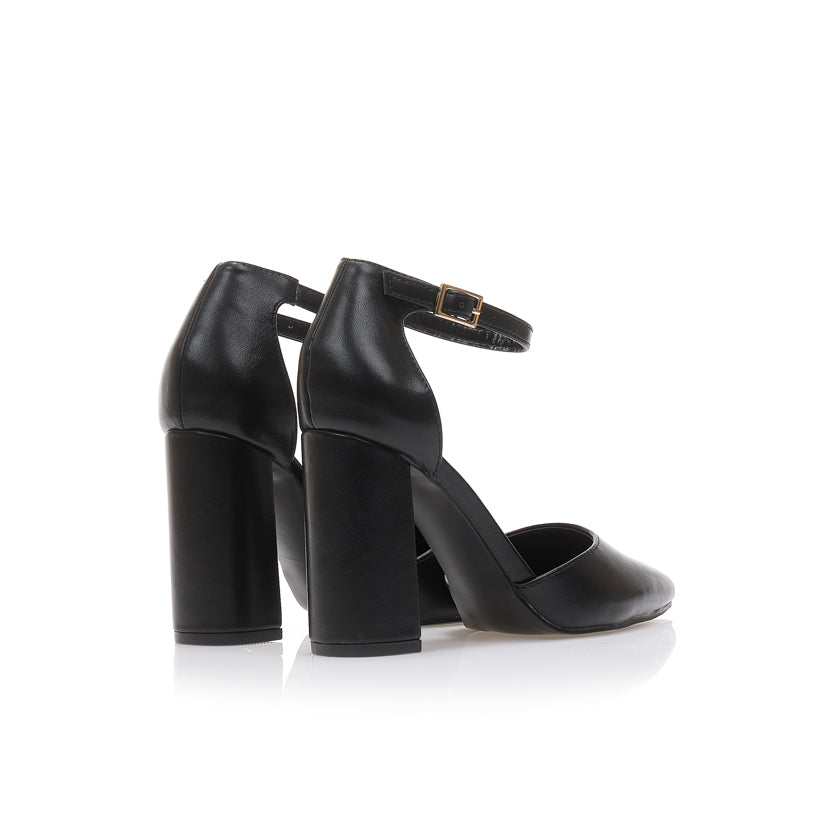 Black block heel sandals