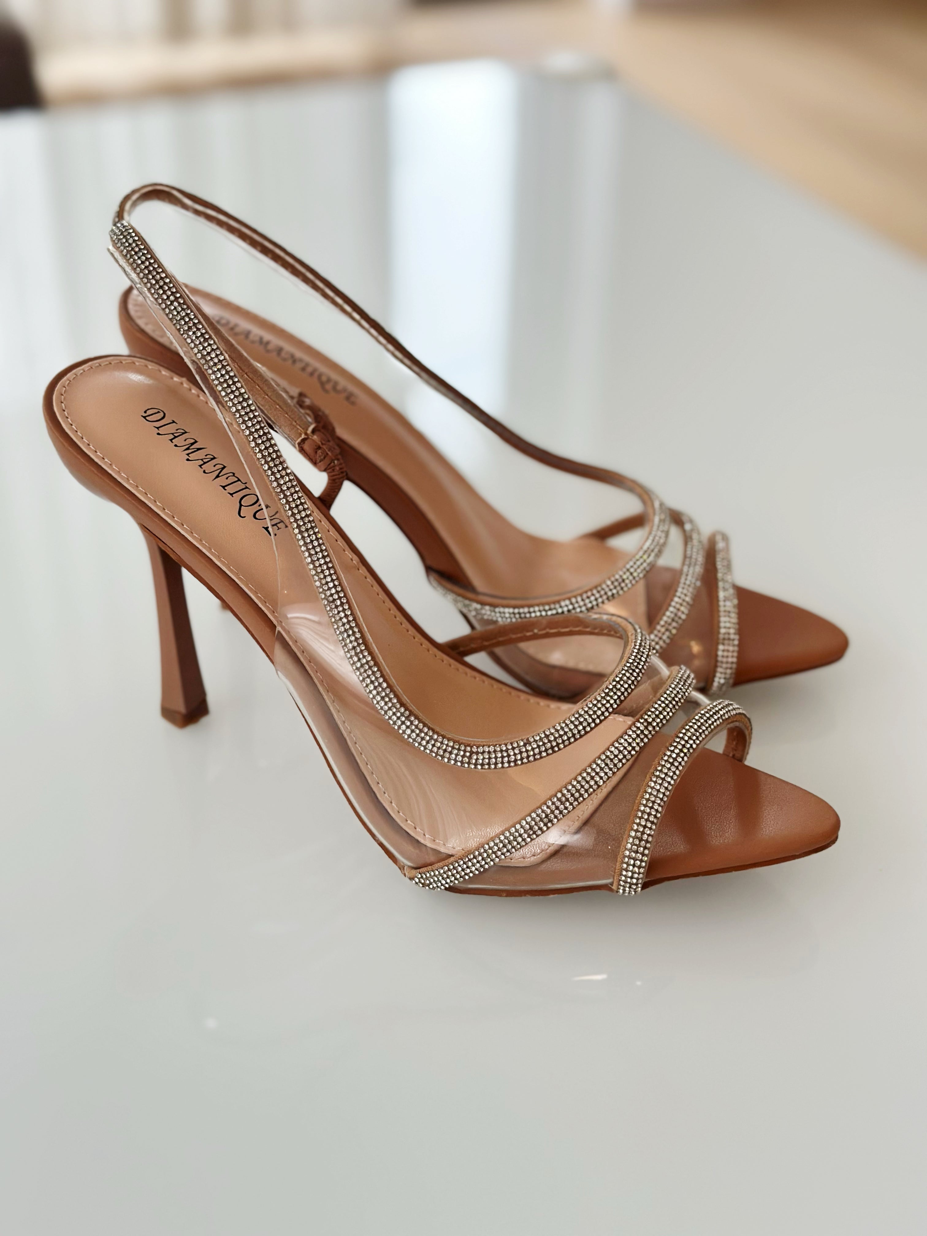 Camel sandale na tanku petu - Cipelice