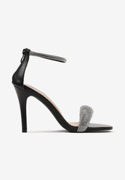 Black sandals with thin heels