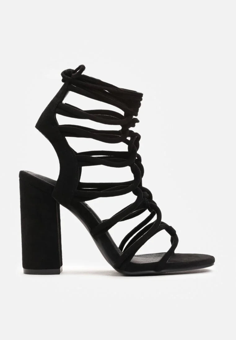 Black block heel sandals