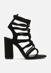 Black block heel sandals