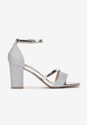 Silver sandale na blok petu