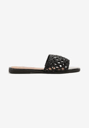 Black flat slippers