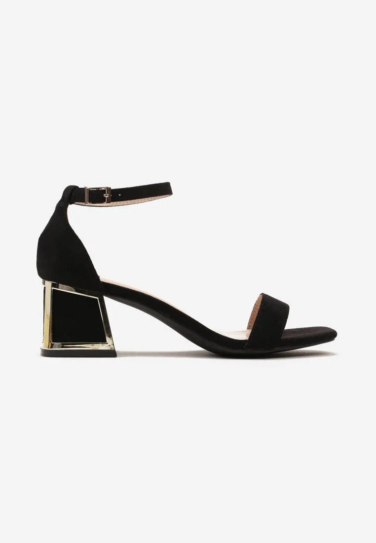 Black block heel sandals