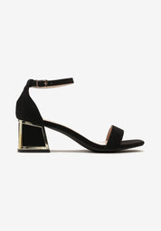 Black block heel sandals