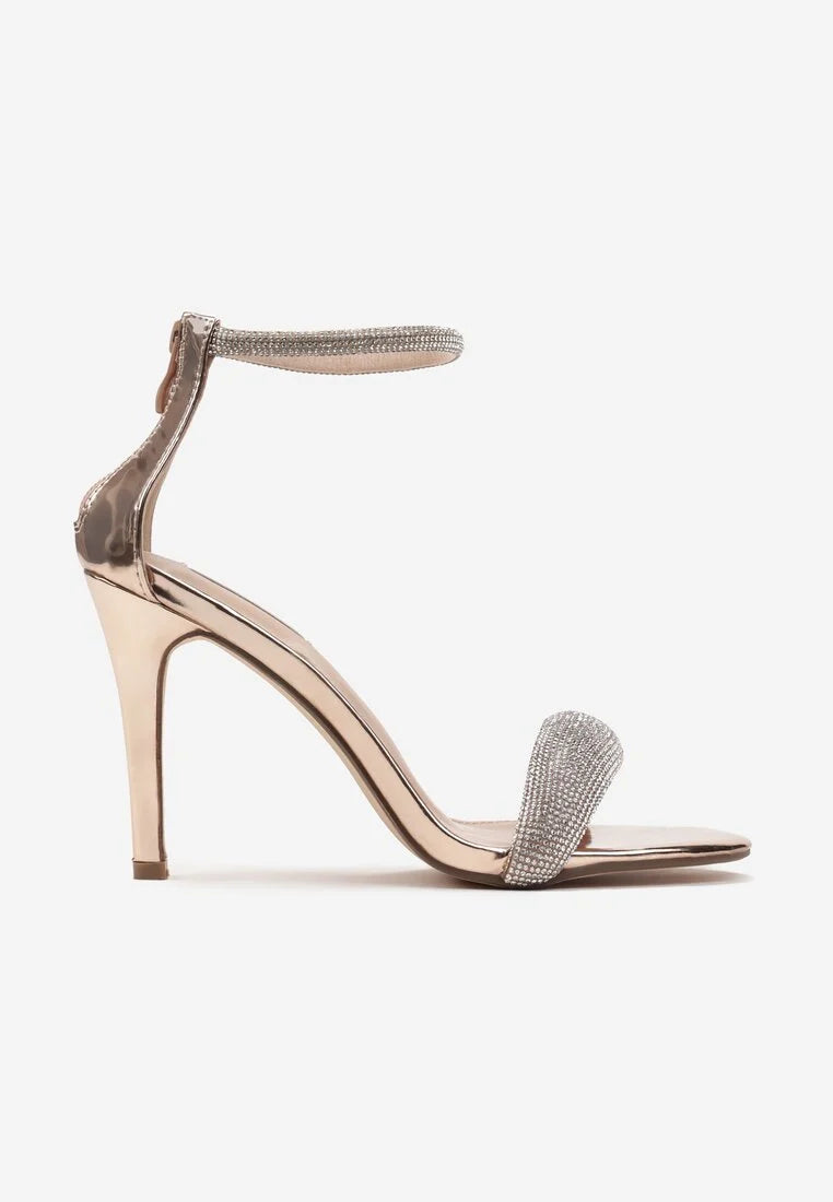 Champagne sandals with thin heels