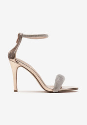 Champagne sandals with thin heels
