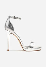 Silver sandals with thin heels