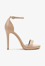 Beige sandals on a thin heel