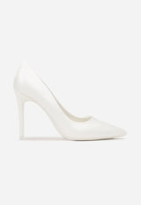 White flats with a thin heel