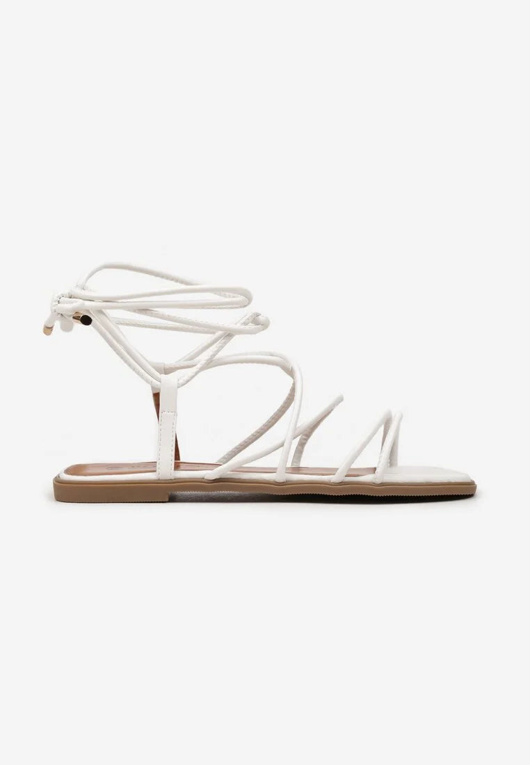 White flat sandals