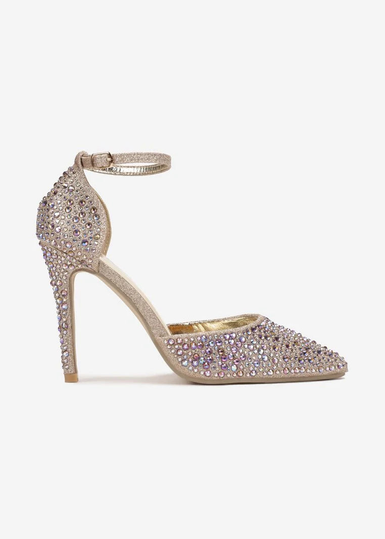 Zlatne štikle na tanku petu - Cipelice