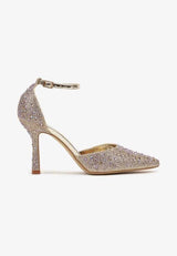 Gold heels on a thin heel