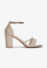 Gold block heel sandals