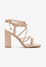 Beige block heel sandals