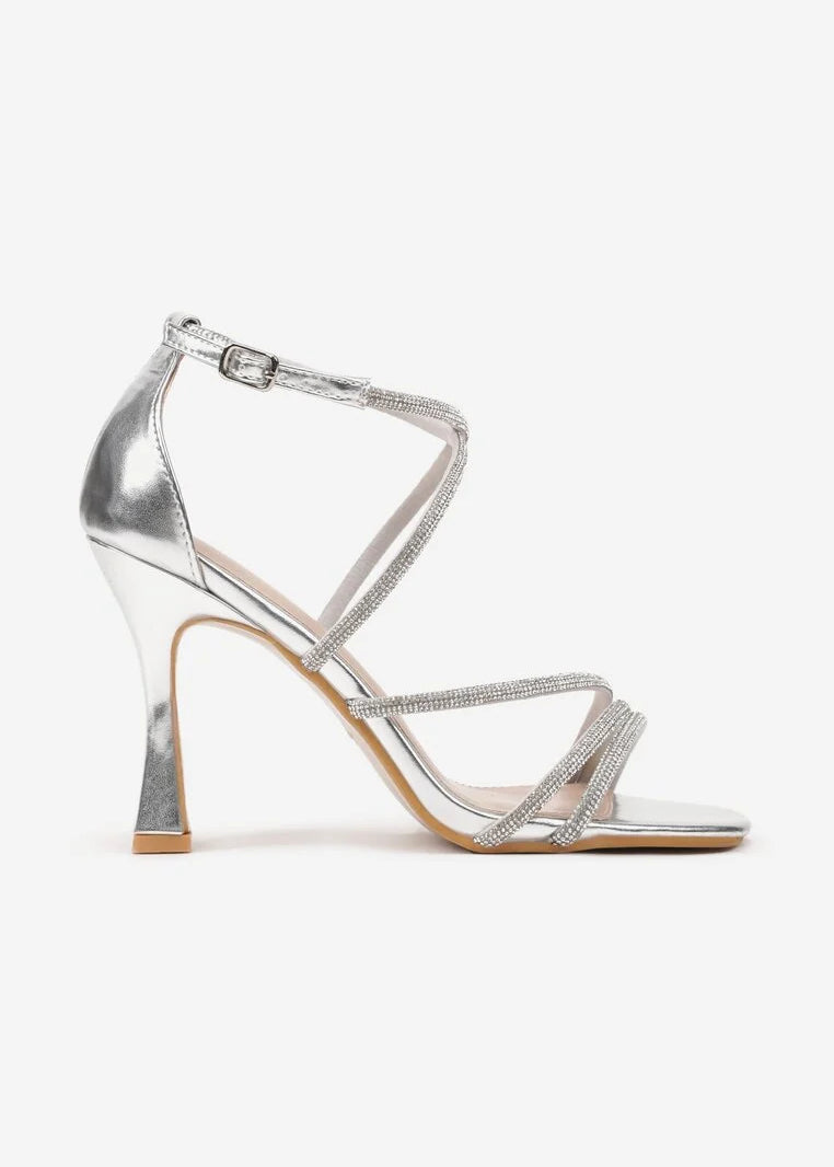 Silver sandale na tanku petu - Cipelice