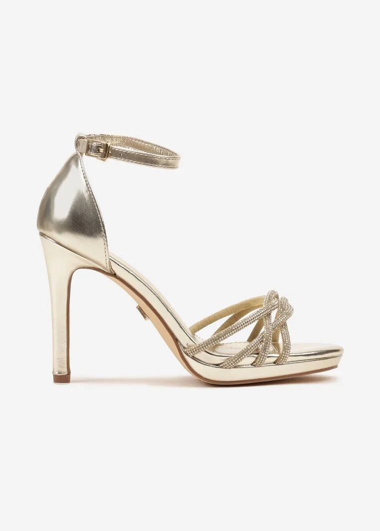 Zlatne sandale na tanku petu - Cipelice