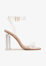 Beige transparent block heel sandals