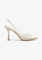 Gold sandals on a thin heel