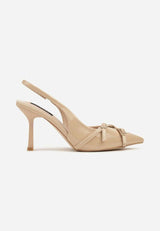 Beige heels on a thin heel