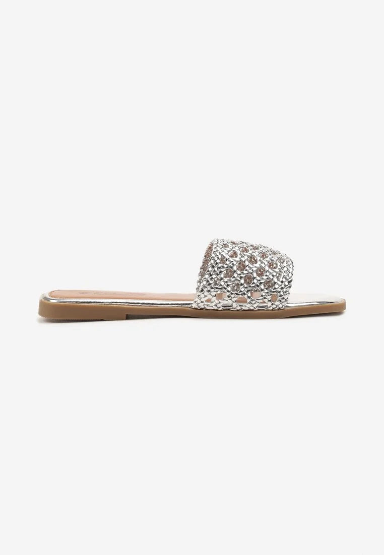 Silver flat slippers