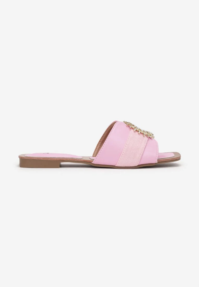 Pink flat slippers