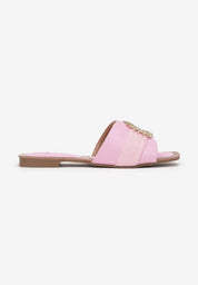 Pink flat slippers